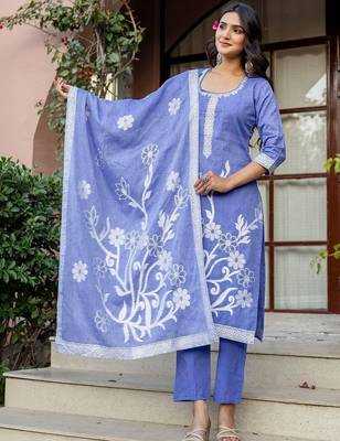Women Embroidered Regular Kurta with Pyjamas & With Dupatta 1