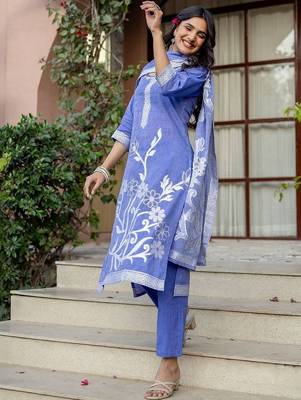 Women Embroidered Regular Kurta with Pyjamas & With Dupatta 2