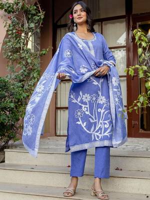 Women Embroidered Regular Kurta with Pyjamas & With Dupatta 3