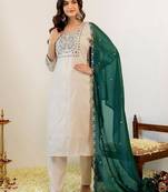 Women Embroidered Regular Kurta with Pyjamas & With Dupatta