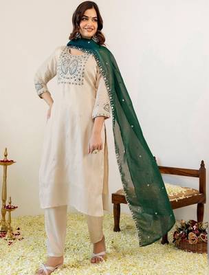Women Embroidered Regular Kurta with Pyjamas & With Dupatta 2