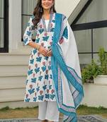 Women Ethnic Motifs Printed Regular Pure Cotton Kurta with Palazzos & With Dupatta