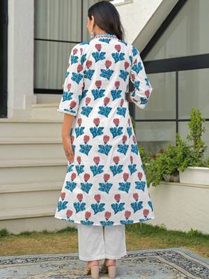 Women Ethnic Motifs Printed Regular Pure Cotton Kurta with Palazzos & With Dupatta 2