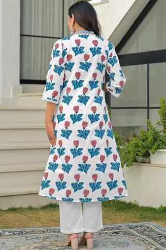 Women Ethnic Motifs Printed Regular Pure Cotton Kurta with Palazzos & With Dupatta