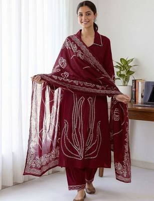 Women Ethnic Motifs Printed Regular Kurta With Dupatta 1