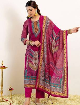 Women Ethnic Motifs Printed Regular Kurta with Trousers & With Dupatta 5