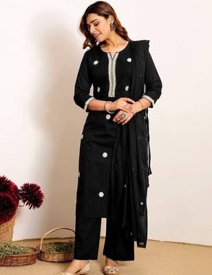 Women Ethnic Motifs Embroidered Regular Thread Work Kurta with Palazzos & With Dupatta 2