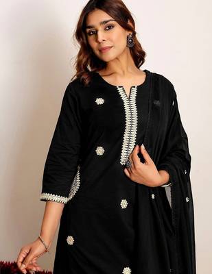 Women Ethnic Motifs Embroidered Regular Thread Work Kurta with Palazzos & With Dupatta 3