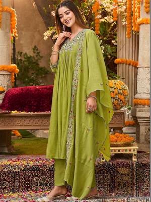 Women Ethnic Motifs Embroidered Empire Thread Work Kurta with Trousers & With Dupatta 4