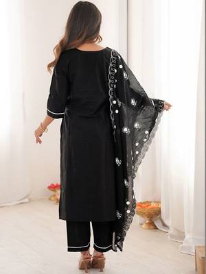 Women Ethnic Motifs Embroidered Regular Thread Work Kurta with Trousers & With Dupatta 3