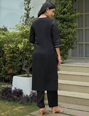 Women Embroidered Regular Sequinned Kurta with Trousers & With Dupatta 5