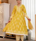 Women Ethnic Motifs Printed Regular Mirror Work Kurta with Trousers & Dupatta
