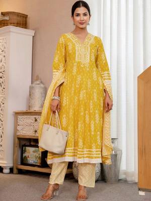 Women Ethnic Motifs Printed Regular Mirror Work Kurta with Trousers & Dupatta 6