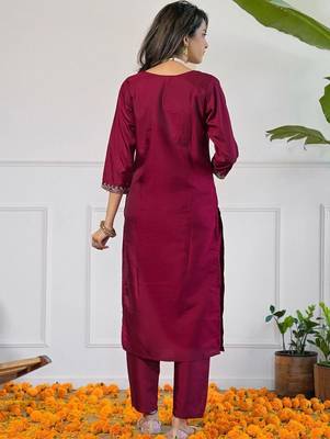 Women Ethnic Motifs Embroidered Regular Kurta with Trousers & With Dupatta 2