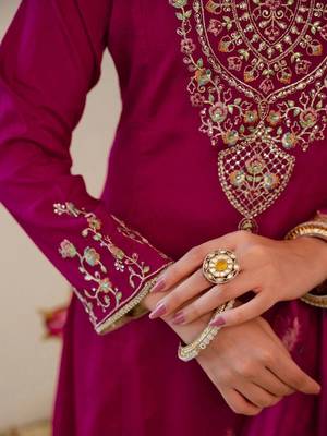 Women Ethnic Motifs Embroidered Regular Thread Work Kurta with Trousers & With Dupatta 4