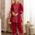 Embroidered Dark Red Cotton Blend Co Ords for Women