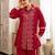 Embroidered Dark Red Cotton Blend Co Ords for Women