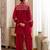 Embroidered Dark Red Cotton Blend Co Ords for Women