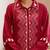 Embroidered Dark Red Cotton Blend Co Ords for Women