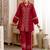 Embroidered Dark Red Cotton Blend Co Ords for Women
