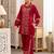 Embroidered Dark Red Cotton Blend Co Ords for Women