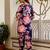 Floral Printed Navy Blue Cotton Blend Co Ords for Women