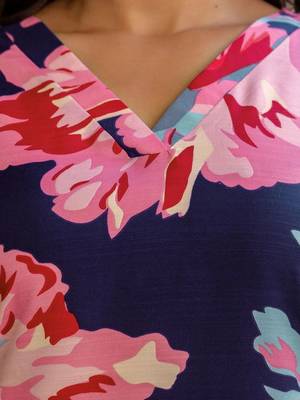 Floral Printed Navy Blue Cotton Blend Co Ords for Women 4
