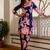 Floral Printed Navy Blue Cotton Blend Co Ords for Women