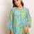 Printed Turquoise Blue Silk Co Ords for Women