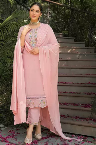 Women Floral Embroidered Regular Thread Work Kurta with Trousers & With Dupatta