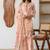 Mirror Work Peach Cotton Straight Kurta With Farshi Salwar Set And Dupatta