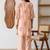 Mirror Work Peach Cotton Straight Kurta With Farshi Salwar Set And Dupatta