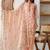 Mirror Work Peach Cotton Straight Kurta With Farshi Salwar Set And Dupatta
