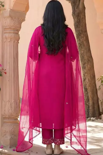 Women Ethnic Motifs Embroidered Regular Thread Work Kurta with Trousers & With Dupatta