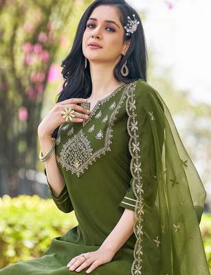 Women Ethnic Motifs Embroidered Kurta with Palazzo & Dupatta 2