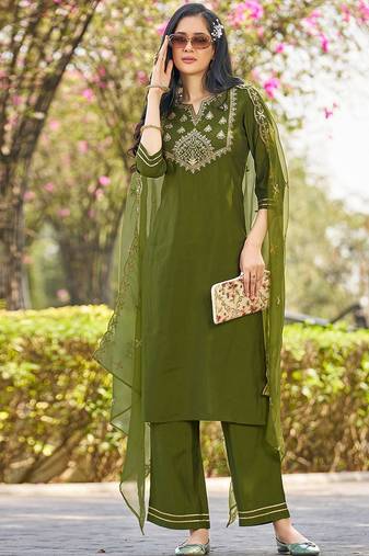 Women Ethnic Motifs Embroidered Kurta with Palazzo & Dupatta