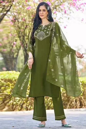 Women Ethnic Motifs Embroidered Kurta with Palazzo & Dupatta
