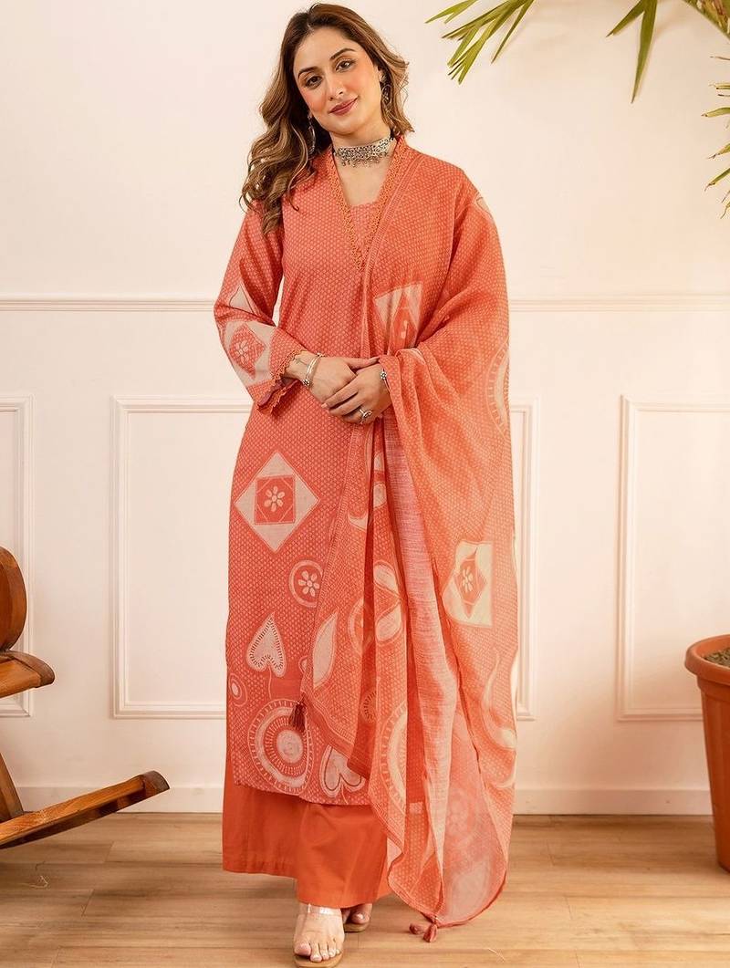 Women Printed Regular Pure Cotton Kurta with Palazzos & With Dupatta