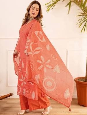 Women Printed Regular Pure Cotton Kurta with Palazzos & With Dupatta 2