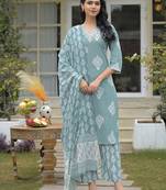 Women Ethnic Motifs Printed Regular Thread Work Kurta with Trousers & With Dupatta