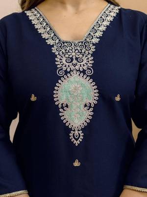 Floral Embroidered Square Neck Thread Work Kurta With Trousers & Dupatta 3