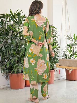 Printed Green Viscose Rayon Co Ords for Women 2
