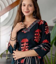 Floral Printed V-Neck Straight Kurta With Trousers & Dupatta