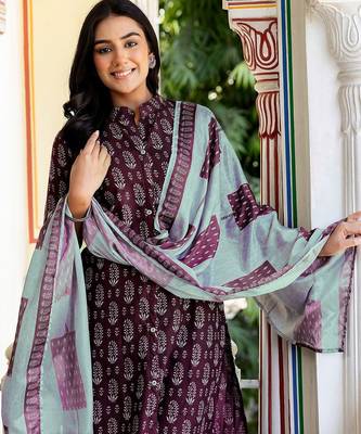 Women Ethnic Motifs Printed Regular Kurta with Trousers & Dupatta 2