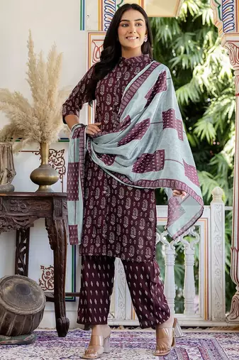 Women Ethnic Motifs Printed Regular Kurta with Trousers & Dupatta