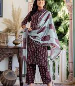 Women Ethnic Motifs Printed Regular Kurta with Trousers & Dupatta