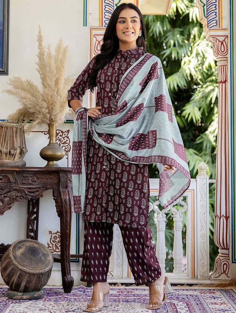 Women Ethnic Motifs Printed Regular Kurta with Trousers & Dupatta