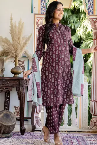 Women Ethnic Motifs Printed Regular Kurta with Trousers & Dupatta