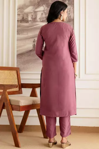 Women Embroidered Regular Sequinned Straight Kurta with Trousers & With Dupatta