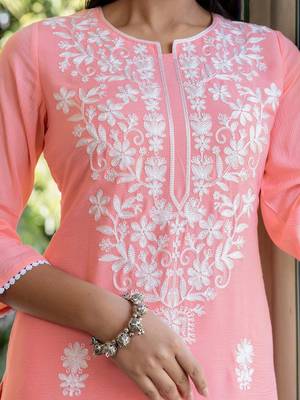 Chikankari Embroidered Chikankari Embroidery Cotton Blend Co Ords for Women 2